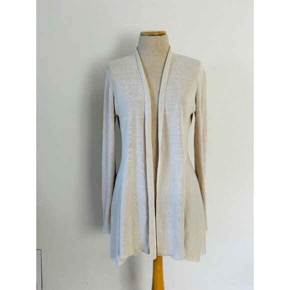 Eileen Fisher Women's SZ Small Gray Beige 100% Linen Open Front Cardigan - Picture 9 of 9